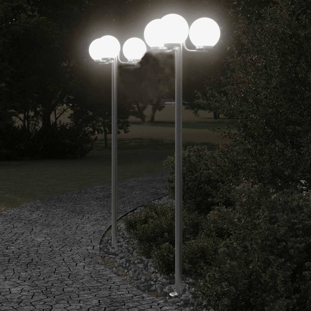 3 pcs Lampadaires de jardin - Lampadaires d'extérieur argenté 215 cm acier inoxydable-JU1052 - Image 2
