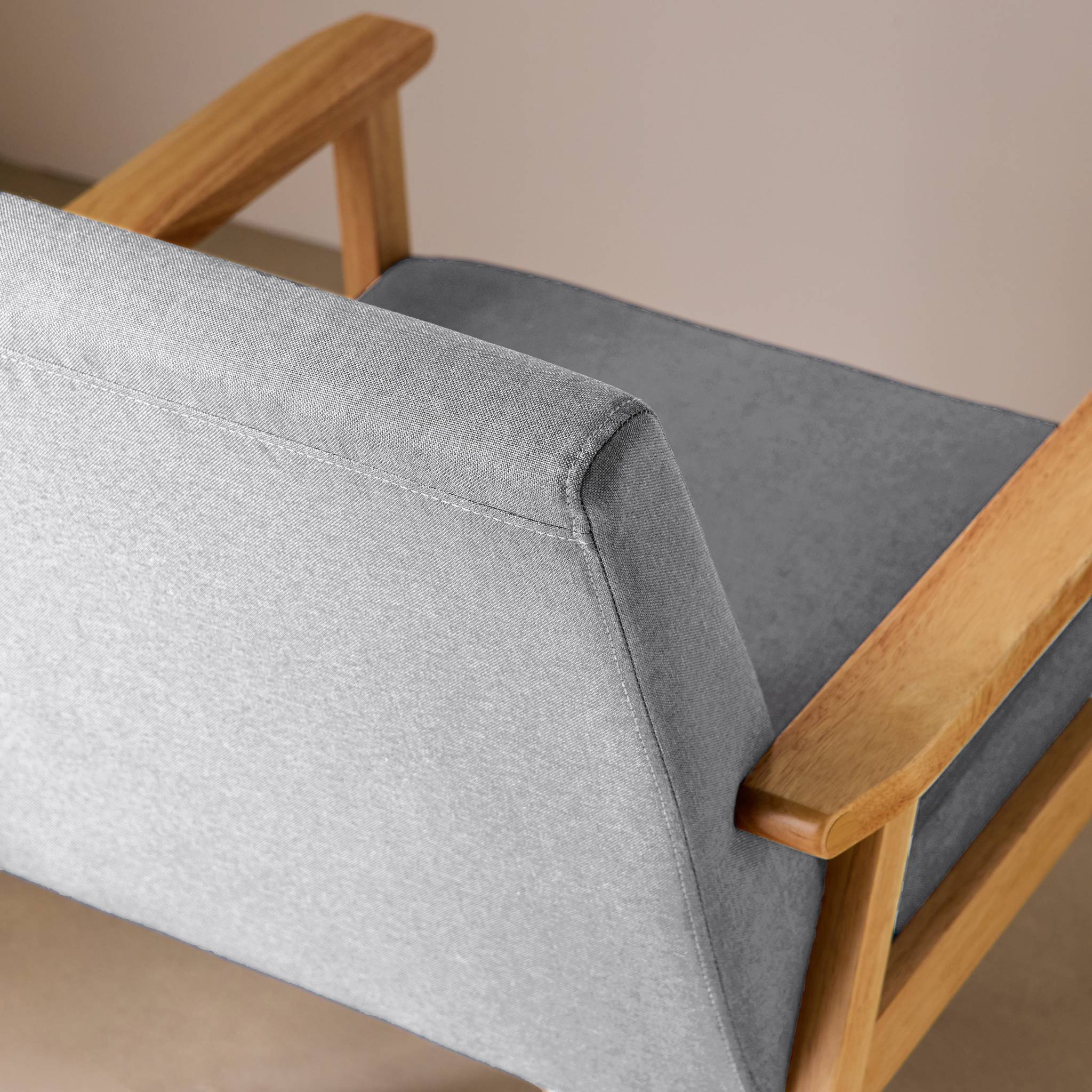 sweeek - Fauteuil scandinave en bois et tissu gris clair. Isak. L 64 x P 69.5 x H 73cm | sweeek - Image 5