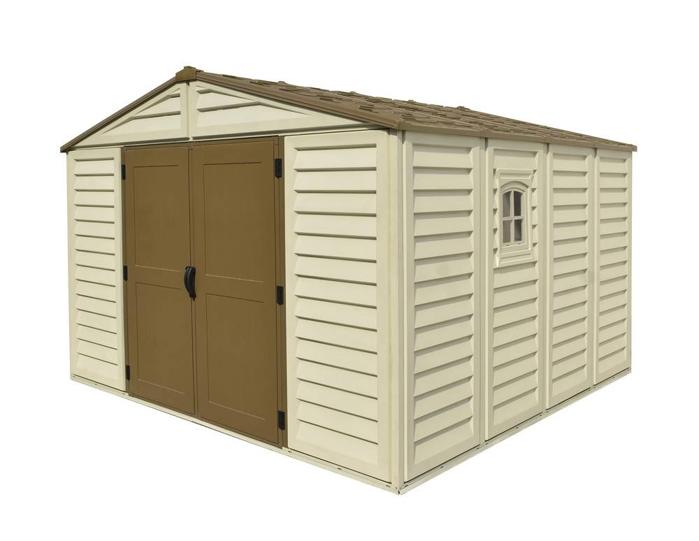 Duramax - Abri PVC Woodstyle PREMIUM - 10,56m² - Kit fondation + 1 fenêtre - Beige Duramax