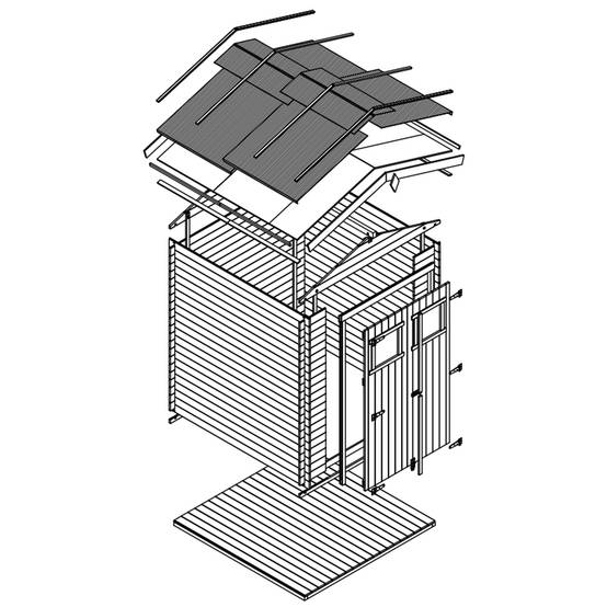 Timbela - Abri de jardin en bois I216xL206xH218 cm/ 3.53 m² avec sol traité - Petit abri à outils, Local à vélos - 19 mm d’épaisseur - Timbela M343+M343G - Image 7