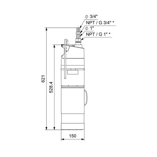 Pompe immergée 6" Grundfos SBA335A 0,74 kW automatique jusqu'à 3 m3/h monophasé 220V - Image 4