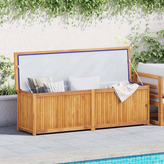 Coffre de jardin bois de teck naturel 175 x 50 x 55 cm - PANGIVO - Image 2