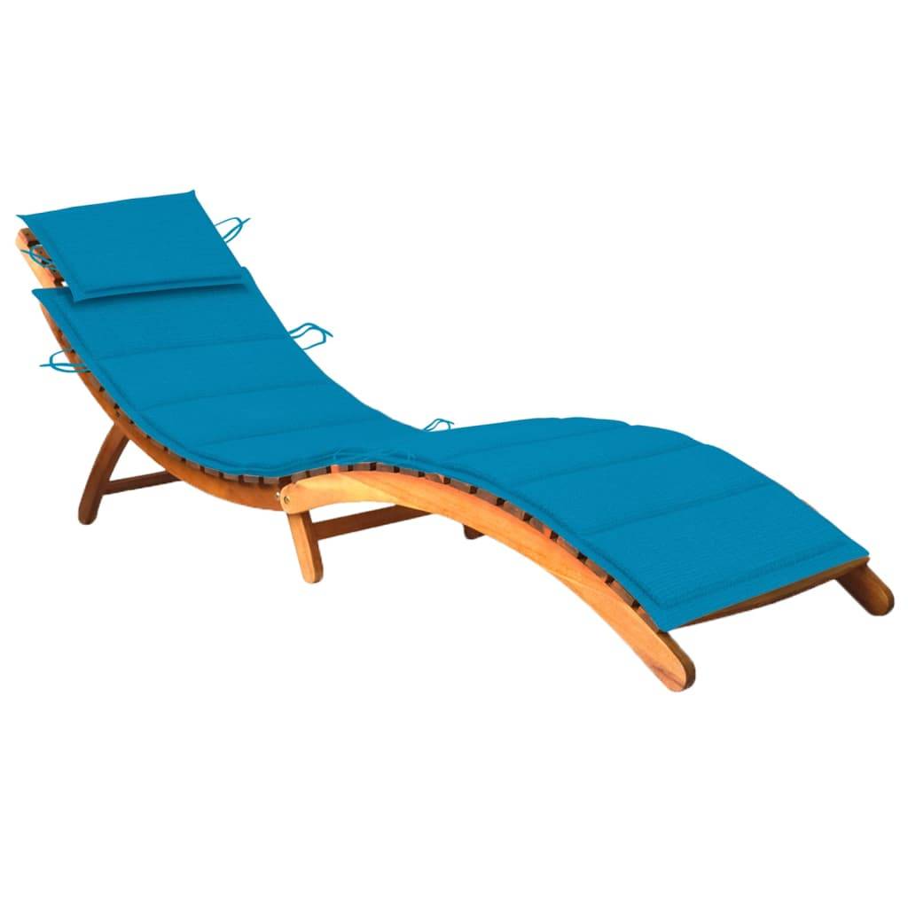 Helloshop26 - Transat chaise longue bain de soleil lit de jardin terrasse meuble d'extérieur avec coussin bois d'acacia solide - Imagen 1
