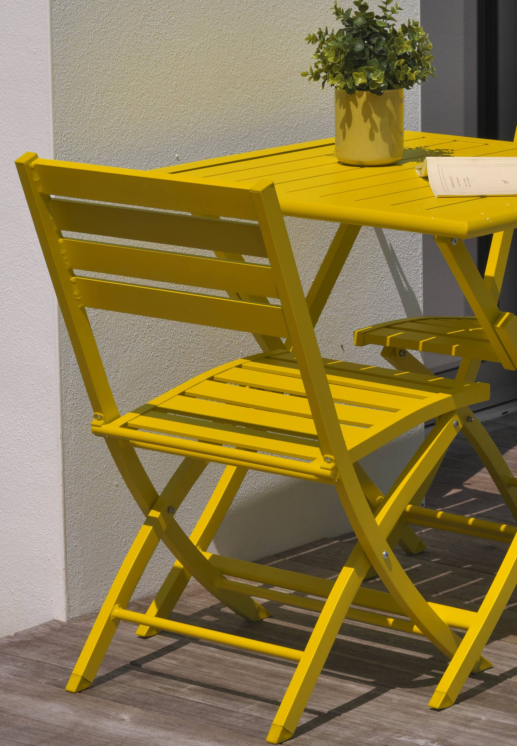 Lot de 2 chaises de jardin en aluminium - Jaune moutarde - MARIUS - Image 4