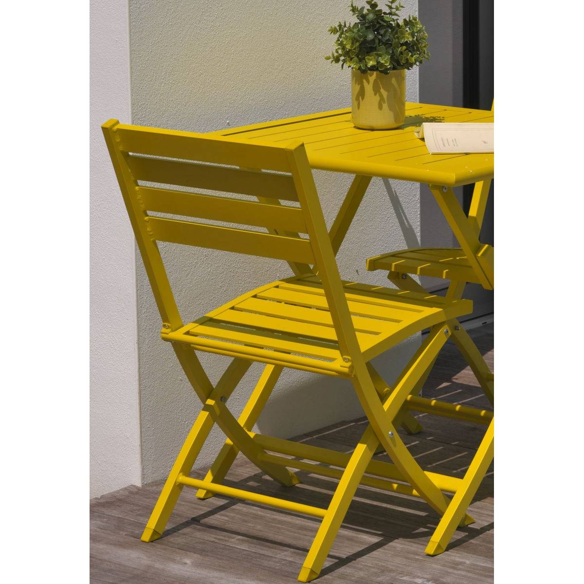 Lot de 2 chaises de jardin en aluminium - Jaune moutarde - MARIUS - Image 6