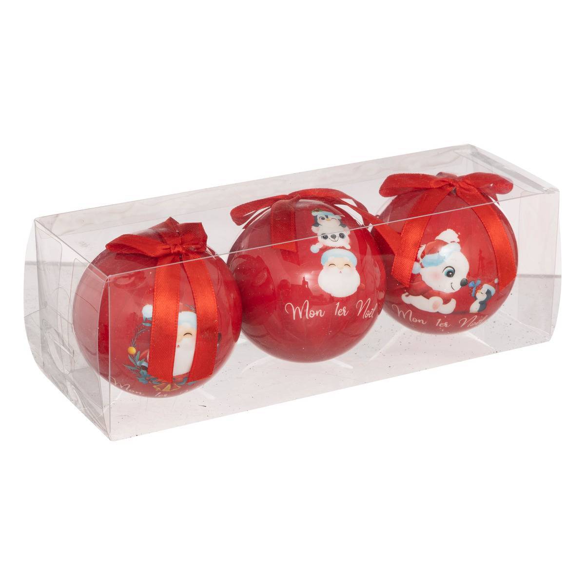 Fééric Lights & Christmas - 3 Boules de Noël Papier imprimé 75mm petit modèle - Feeric Lights & Christmas - Imagen 1