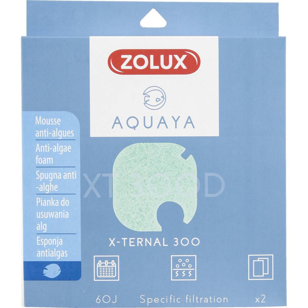 Zolux - Filtre pour pompe x-ternal 300, filtre XT 300 D mousse anti-algues x 2. pour aquarium. - Image 1