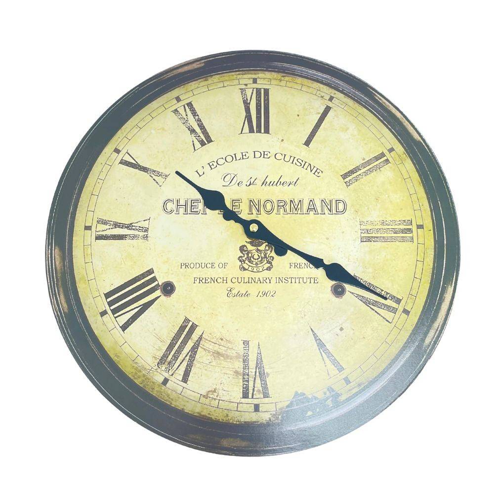 Chemin De Campagne - ~ Horloge murale décorative vintage ancien salon bois noir beige 35 cm Chemin de campagne