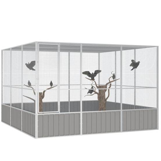 Vidaxl - Cage à oiseaux Gris 302,5x324,5x211,5 cm Acier galvanisé vidaXL 171553 - Image 2