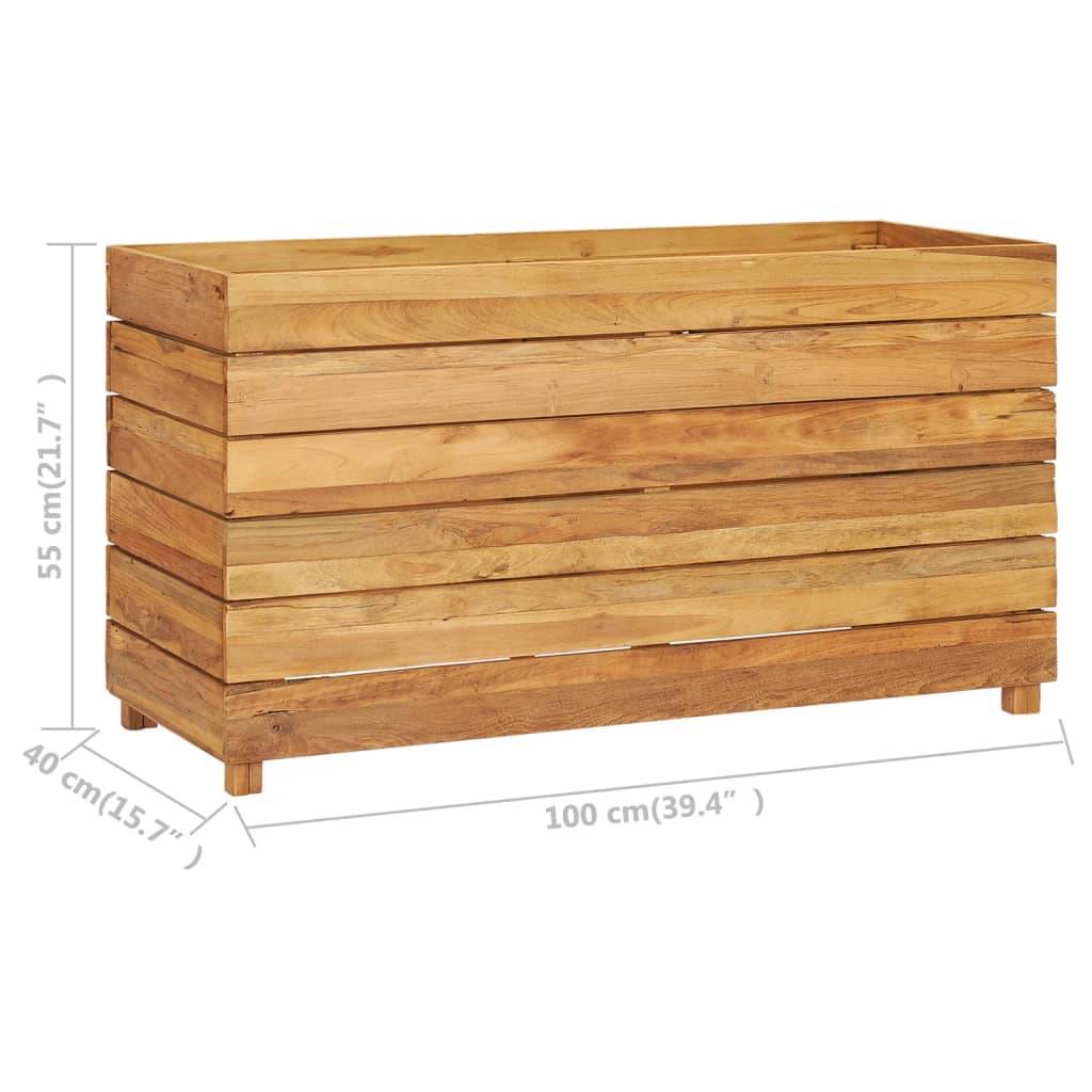 Helloshop26 - Lit surélevé jardinière 100 x 40 x 55 cm bois de teck recyclé et acier - Image 7