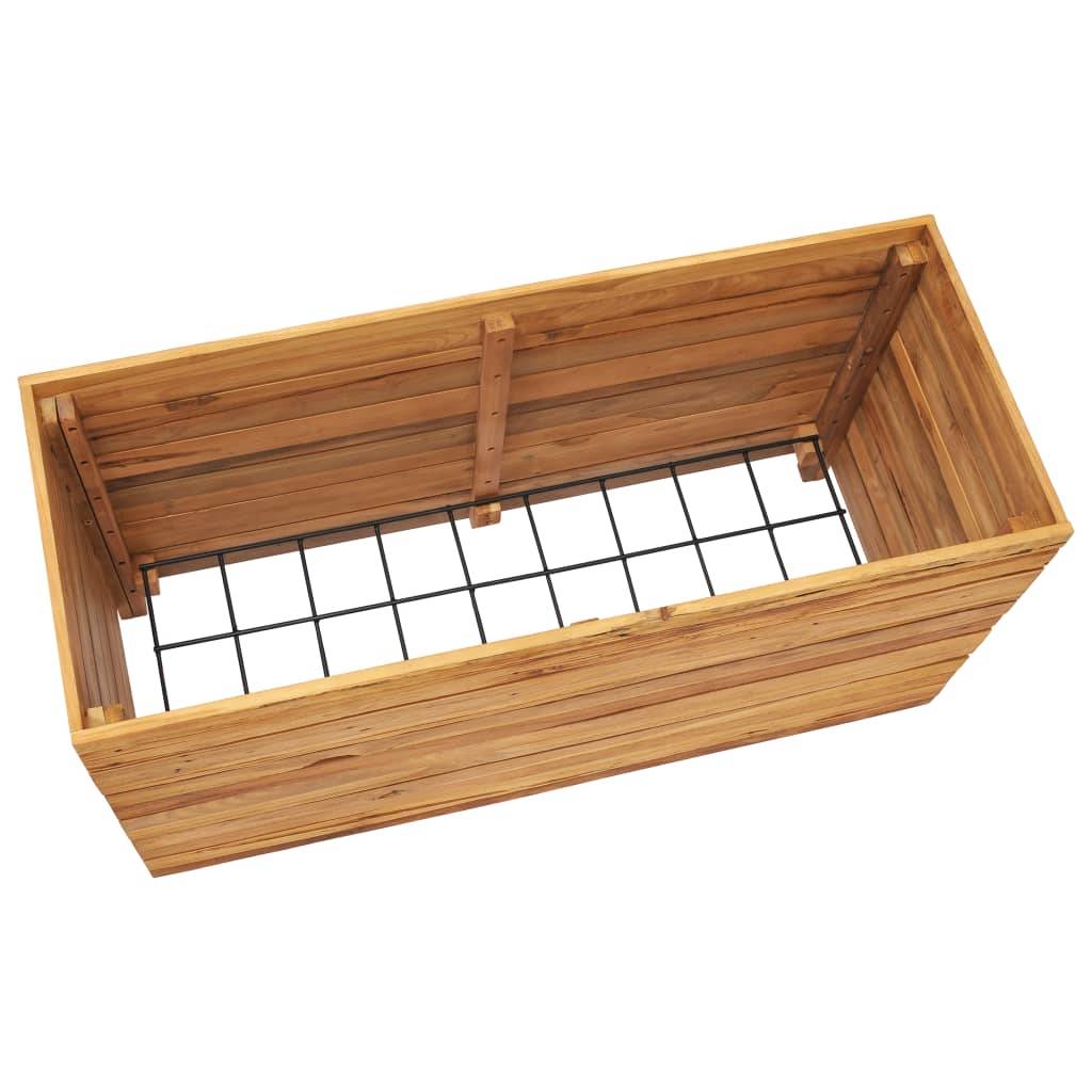 Helloshop26 - Lit surélevé jardinière 100 x 40 x 55 cm bois de teck recyclé et acier - Image 4