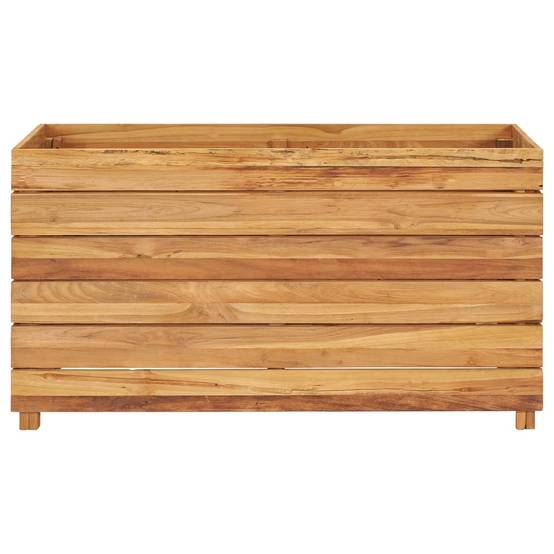 Helloshop26 - Lit surélevé jardinière 100 x 40 x 55 cm bois de teck recyclé et acier - Image 2