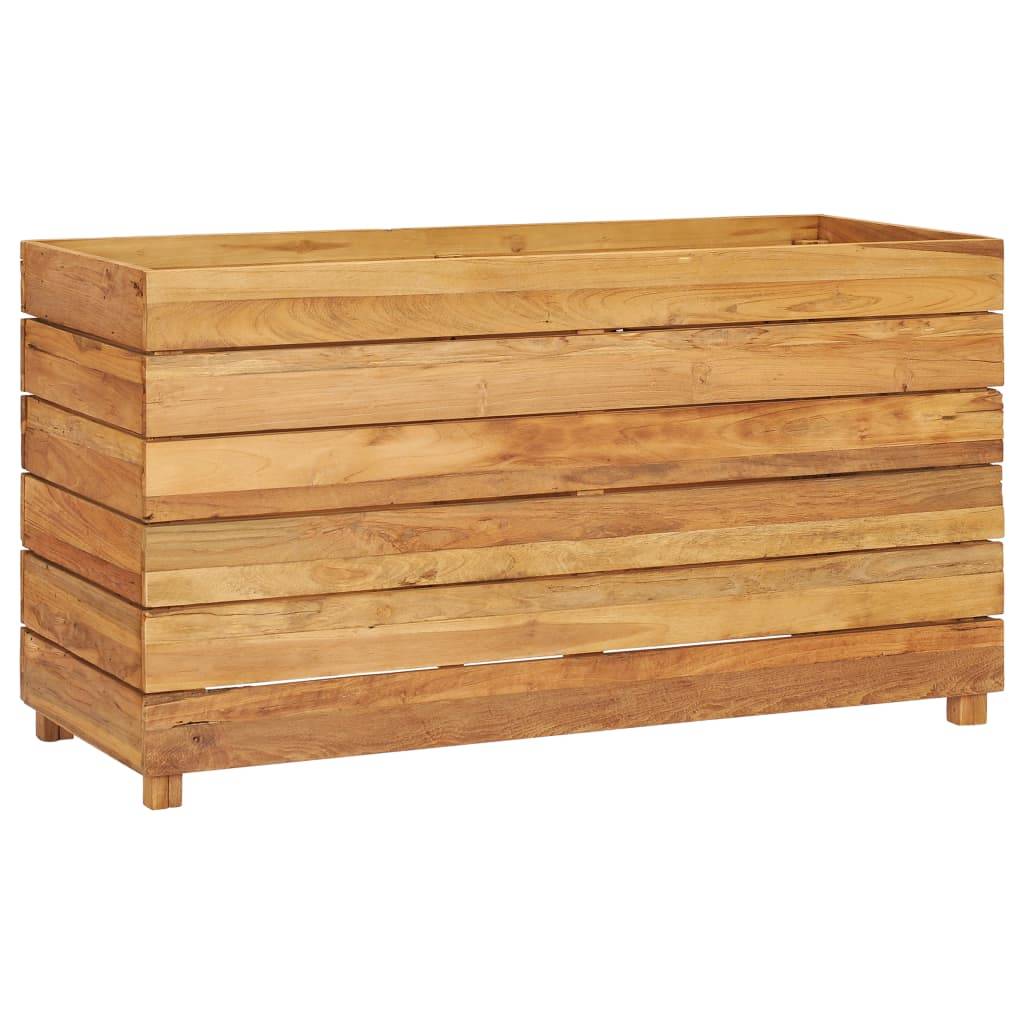 Helloshop26 - Lit surélevé jardinière 100 x 40 x 55 cm bois de teck recyclé et acier - Image 1