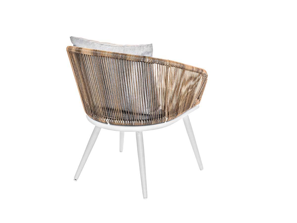Lot de 4 Fauteuil de jardin en résine tressée structure alu blanc + coussin chiné gris/beige Maldives - Jardiline - Imagen 4