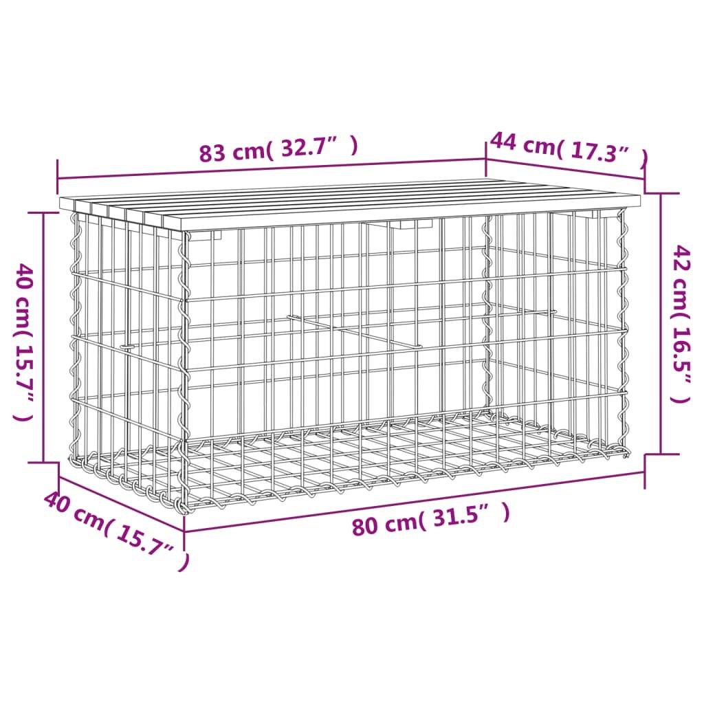 Maison Chic - Banc de jardin - Banc d'extérieur - Banquette design de gabion 83x44x42 cm bois massif de pin - Imagen 8