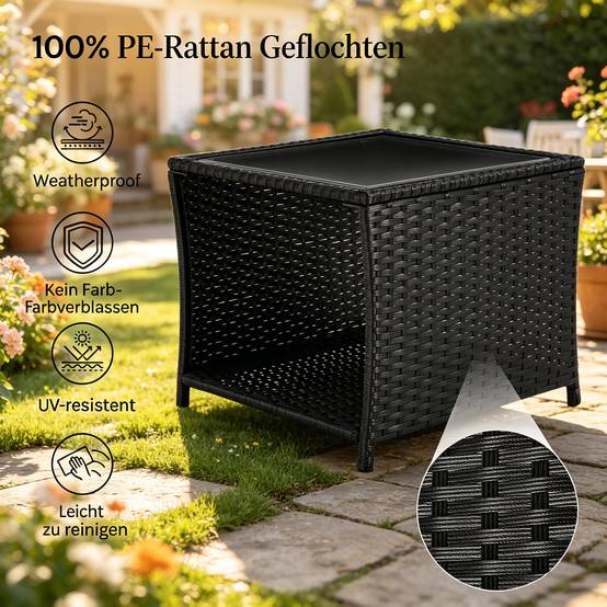 Petite table d'appoint rotin avec espace rangement, terrasse et salon - Image 6
