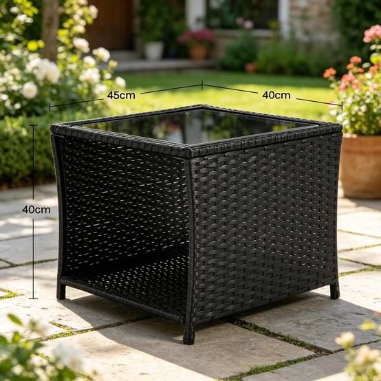 Petite table d'appoint rotin avec espace rangement, terrasse et salon - Image 2
