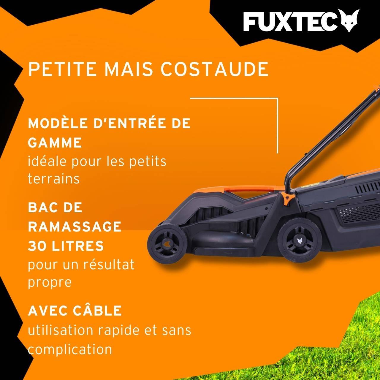 FUXTEC - Tondeuse À Gazon Électrique Filaire Poussée - Fuxtec Fx-rme33 - 9kg, Largeur De Coupe 33cm, Bac 30l, Hauteur 20mm - 60mm - Image 5