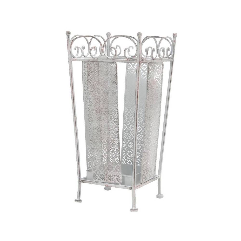 Porte parapluie en fer forgé blanc 26 x 26 x 46 cm Chemin de campagne