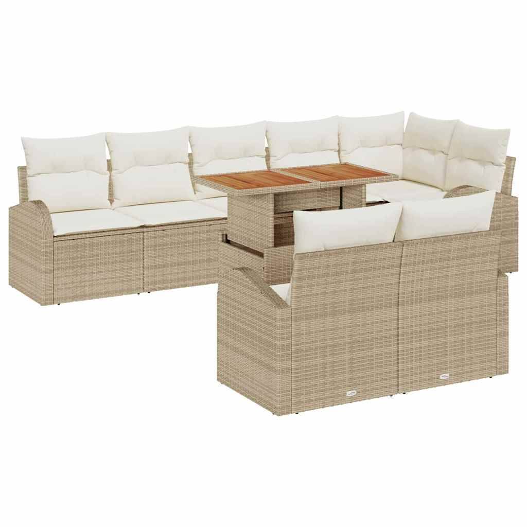Salon de jardin 8 places 9 pièces en résine tressée avec coffres de rangement pour extérieur Beige – ComfortXL Outdoor Living - Image 2