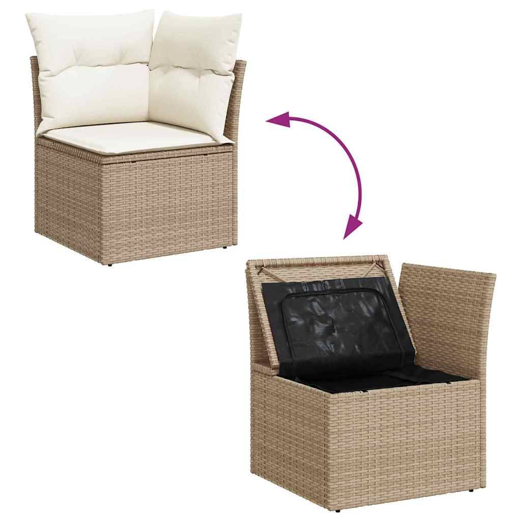 Salon de jardin 8 places 9 pièces en résine tressée avec coffres de rangement pour extérieur Beige – ComfortXL Outdoor Living - Image 5