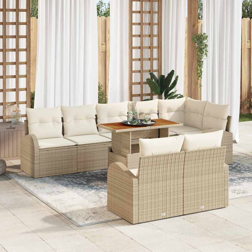 Salon de jardin 8 places 9 pièces en résine tressée avec coffres de rangement pour extérieur Beige – ComfortXL Outdoor Living - Image 1