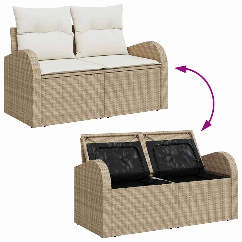 Salon de jardin 8 places 9 pièces en résine tressée avec coffres de rangement pour extérieur Beige – ComfortXL Outdoor Living - Image 3