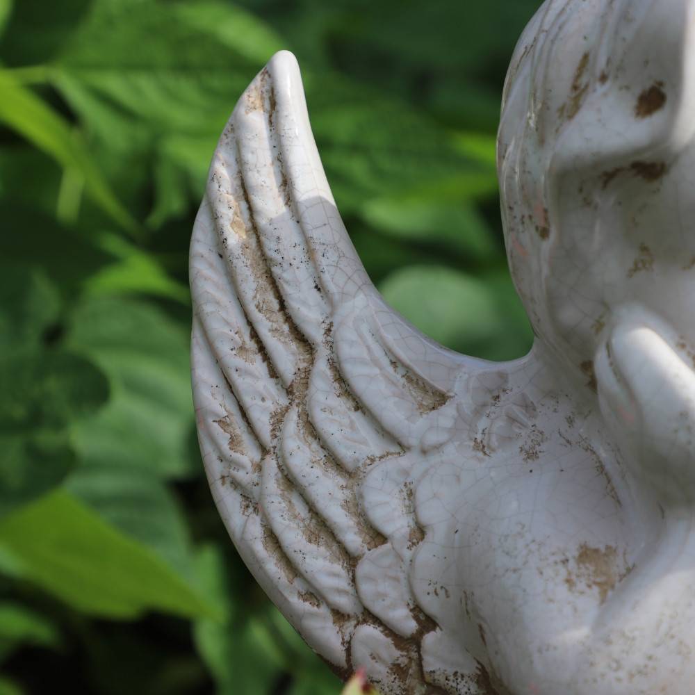 Chemin De Campagne - Statue statuette sculpture jardin ange chérubin ciment ivoire 18cm Chemin de campagne - Imagen 5