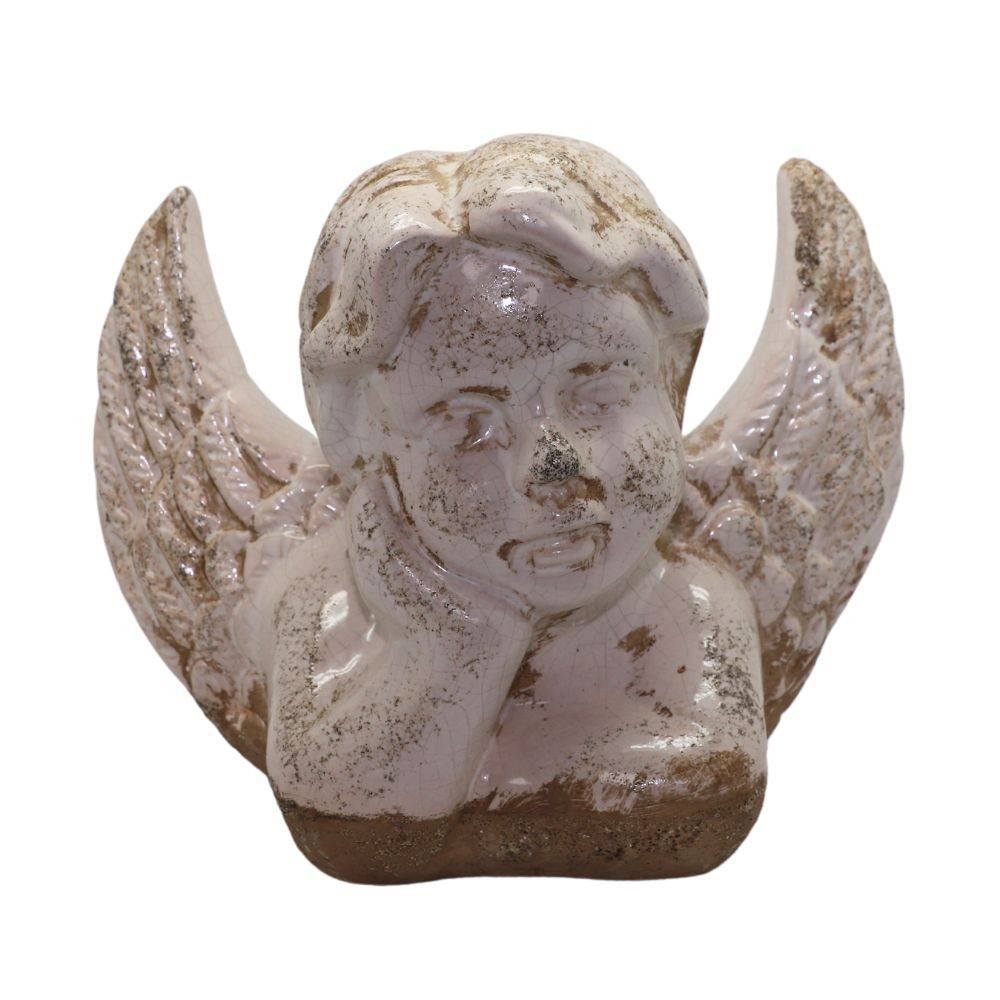 Chemin De Campagne - Statue statuette sculpture jardin ange chérubin ciment ivoire 18cm Chemin de campagne - Imagen 1