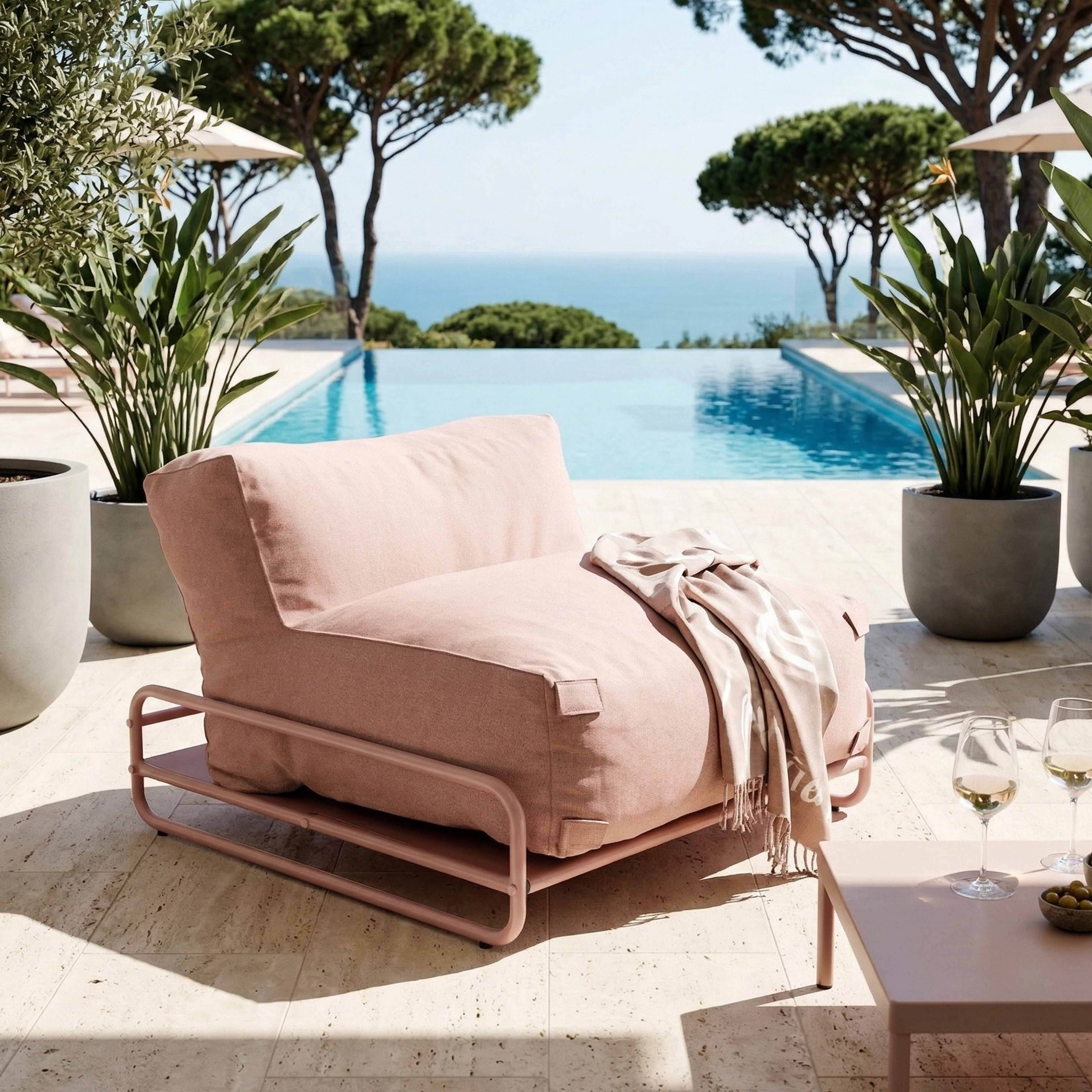 Oviala - Chauffeuse pour salon de jardin modulable avec structure rose poudré Mixi - Oviala - Image 1