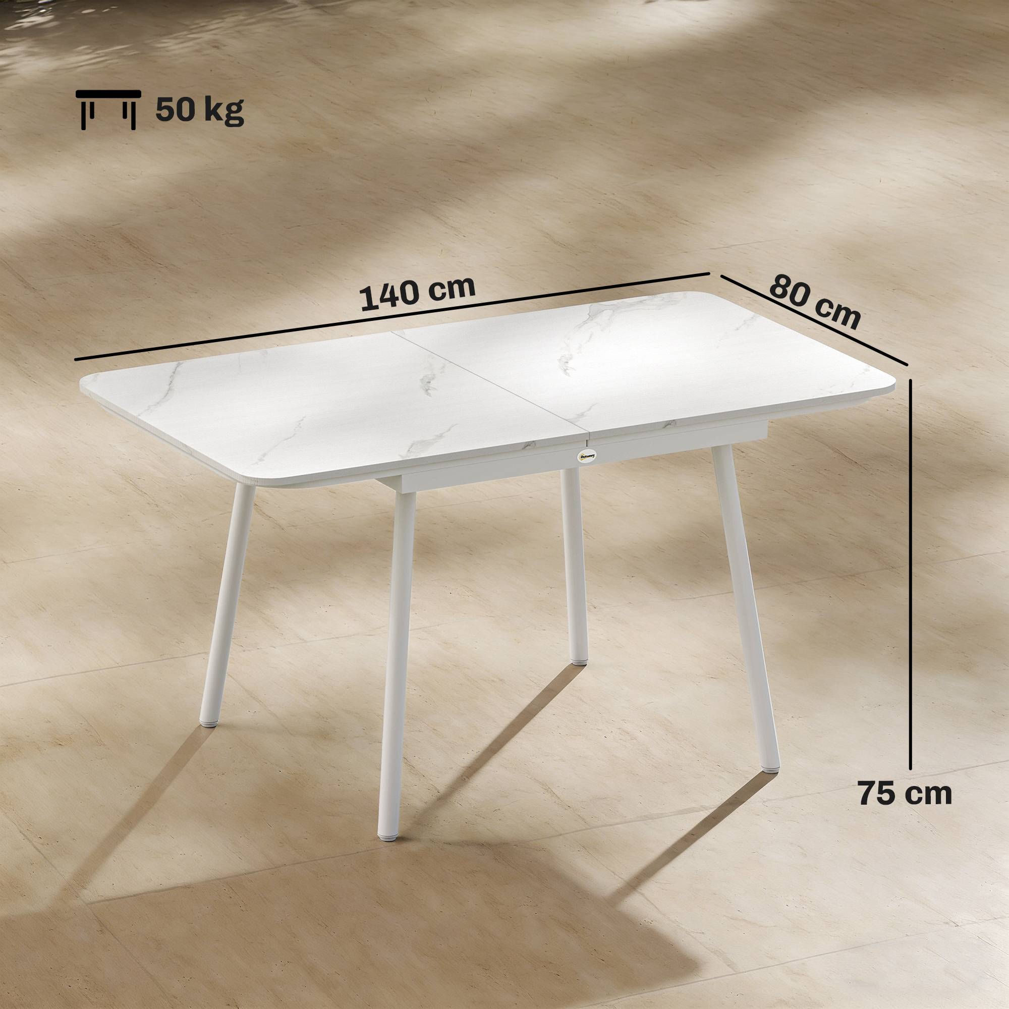 Table de jardin rectangulaire 6 personnes métal et composite anti-taches blanc - ComfortXL Outdoor Living - Image 5