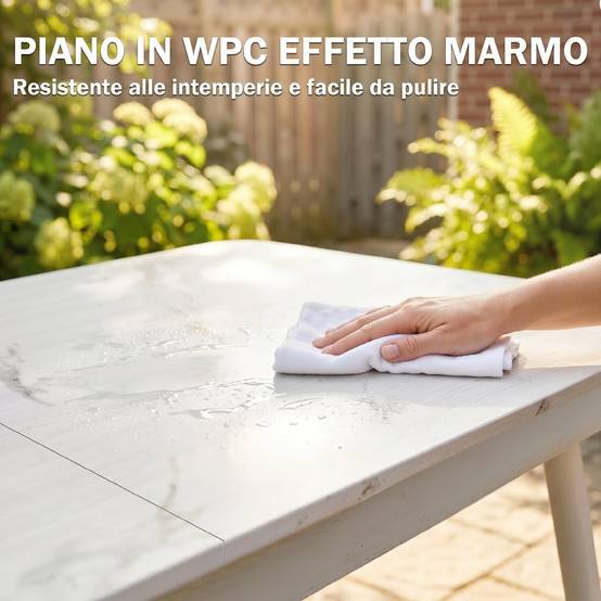 Table de jardin rectangulaire 6 personnes métal et composite anti-taches blanc - ComfortXL Outdoor Living - Image 7
