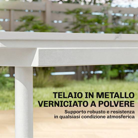 Table de jardin rectangulaire 6 personnes métal et composite anti-taches blanc - ComfortXL Outdoor Living - Image 8
