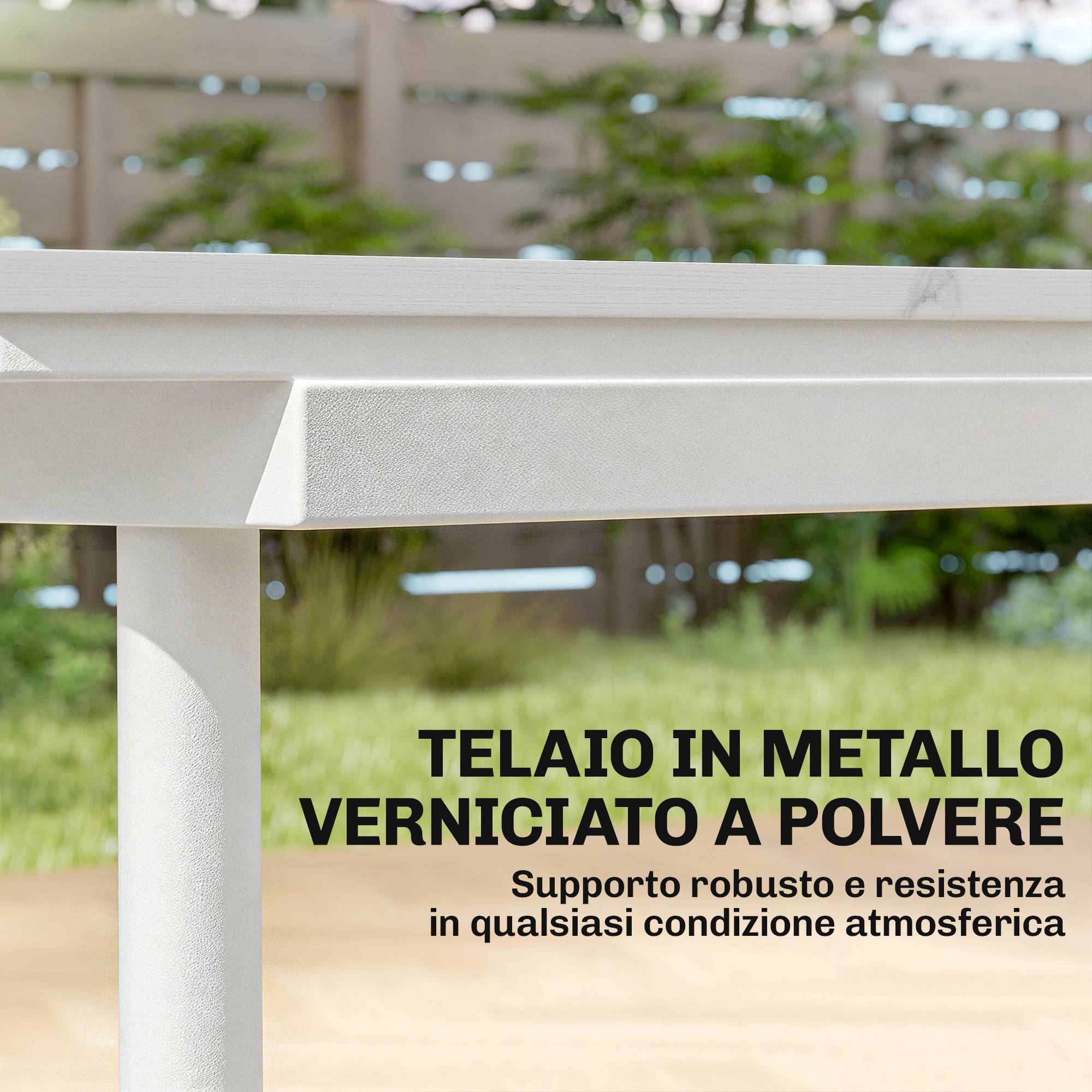 Table de jardin rectangulaire 6 personnes métal et composite anti-taches blanc - ComfortXL Outdoor Living - Image 8