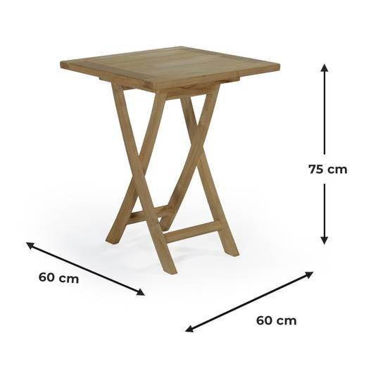 Table pliante carré en teck massif Bistrot 60 x 60 cm - TECK'Attitude - Imagen 7