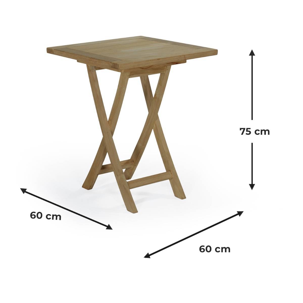 Table pliante carré en teck massif Bistrot 60 x 60 cm - TECK'Attitude - Imagen 7