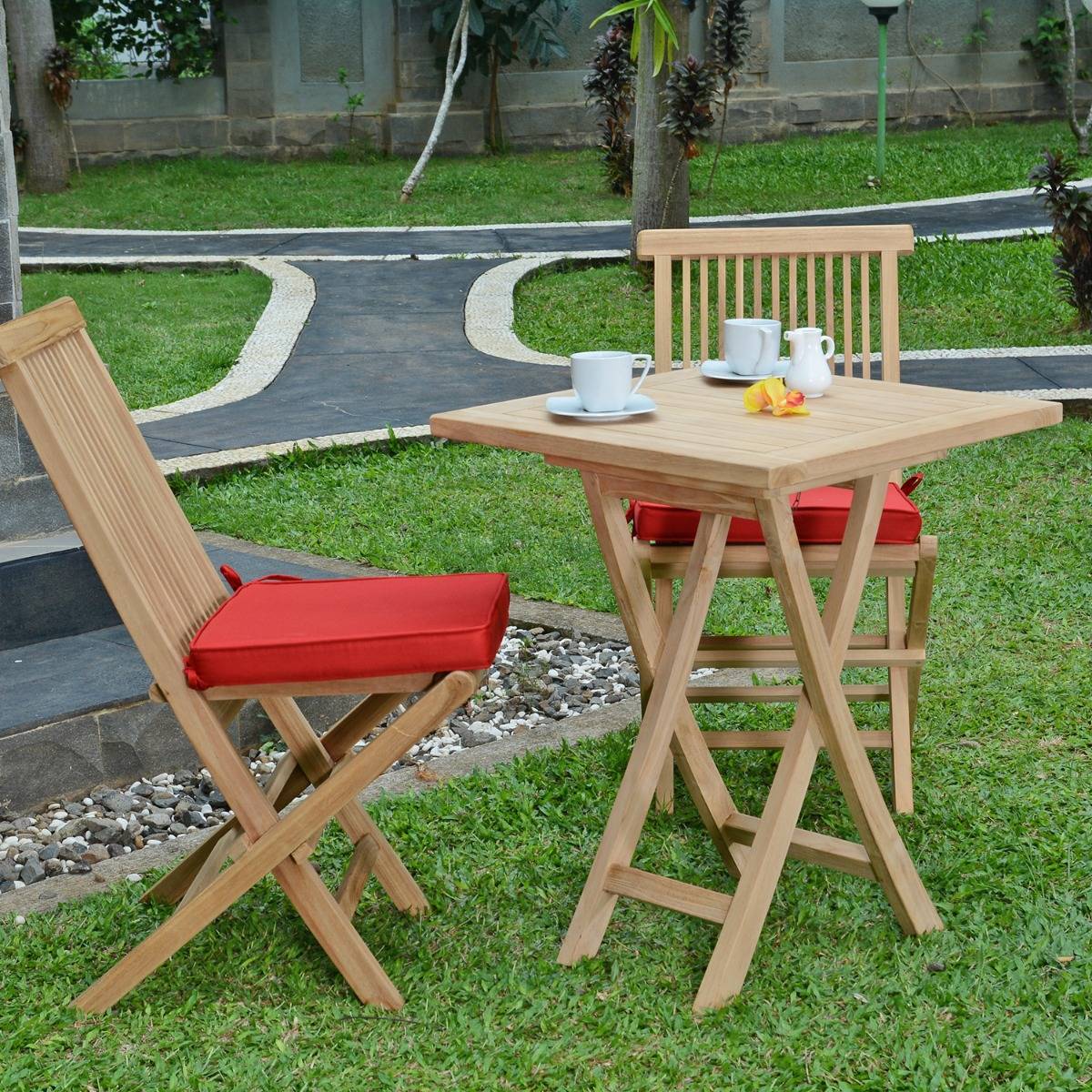 Table pliante carré en teck massif Bistrot 60 x 60 cm - TECK'Attitude - Imagen 5