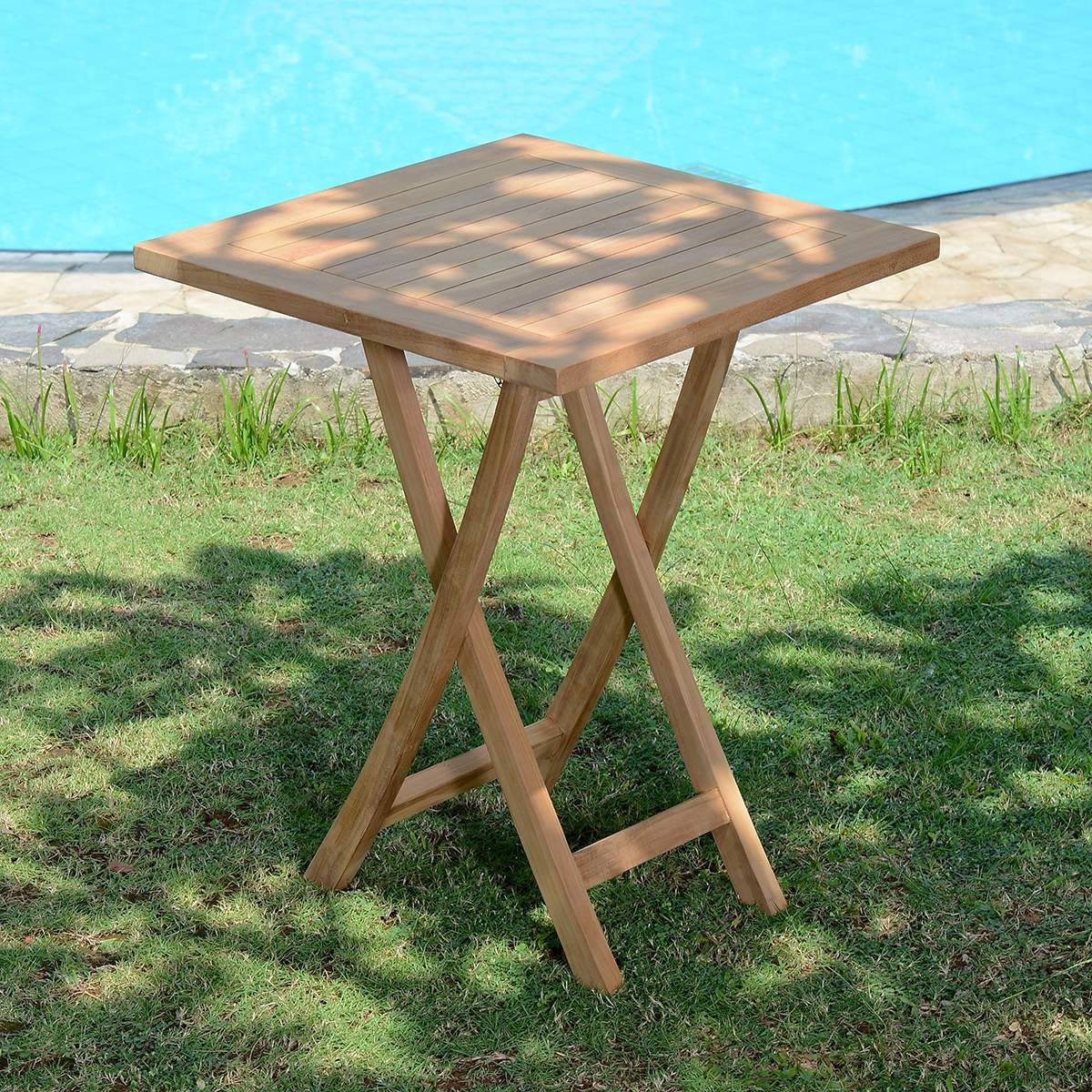 Table pliante carré en teck massif Bistrot 60 x 60 cm - TECK'Attitude - Imagen 2
