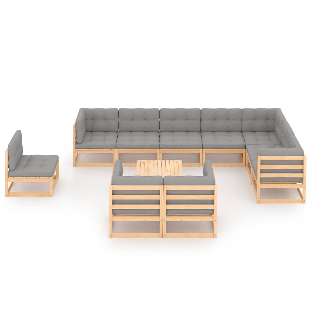 Helloshop26 - Salon de jardin meuble d'extérieur ensemble de mobilier 11 pièces avec coussins bois de pin massif - Imagen 2