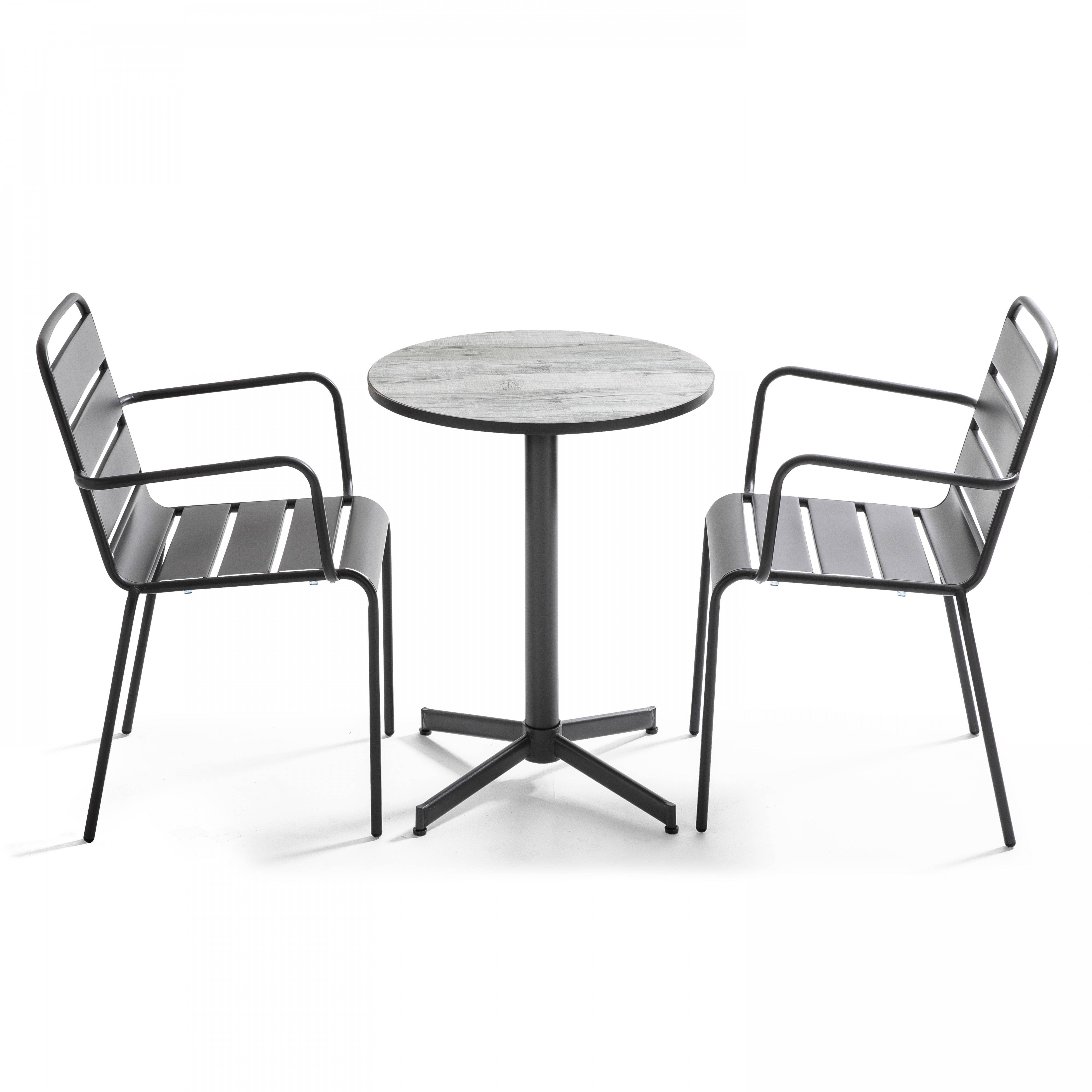 Oviala - Ensemble table de jardin en acier et céramique avec 2 fauteuils Tivoli - Oviala - Image 1