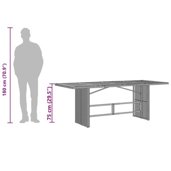 ComfortXL - Table de Jardin Grise 190x80 cm, Design Moderne en Résine Tressée et Plateau de Verre – ComfortXL Outdoor Living - Image 10