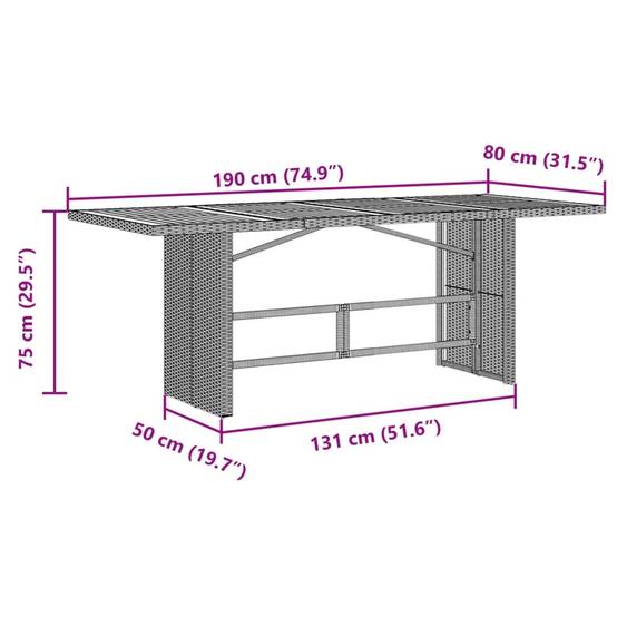 ComfortXL - Table de Jardin Grise 190x80 cm, Design Moderne en Résine Tressée et Plateau de Verre – ComfortXL Outdoor Living - Image 7