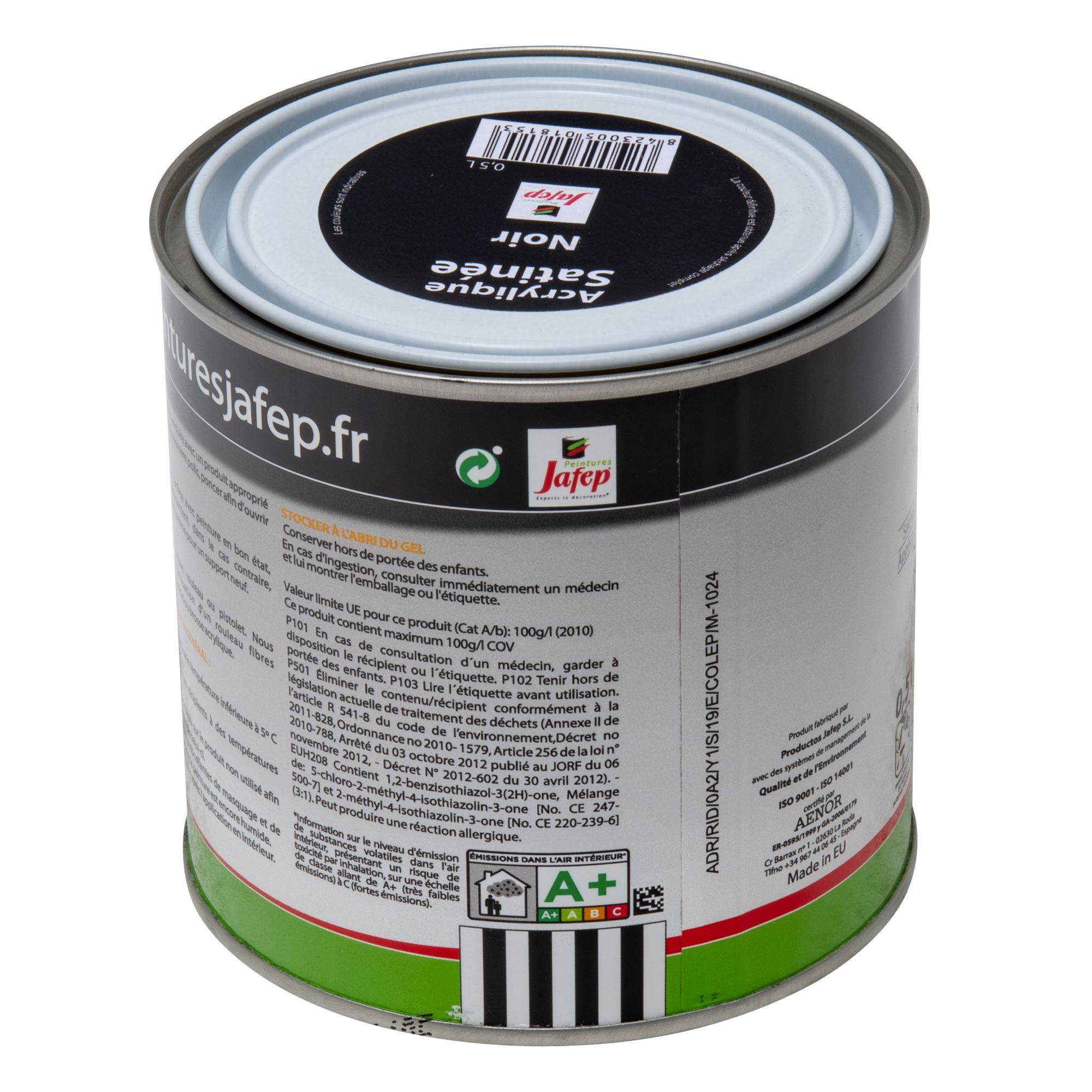 Peinture acrylique satinée noir Jafep - 0,5 L - Image 4