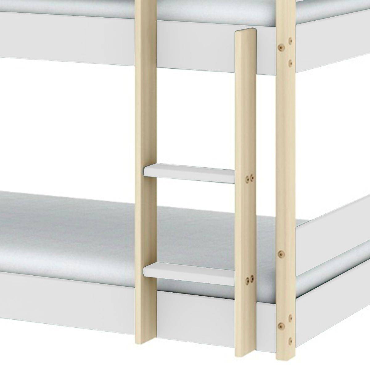 Lit superposé 3 couchages 90x190 en MDF laqué blanc et pin naturel - SOMIS - Image 3