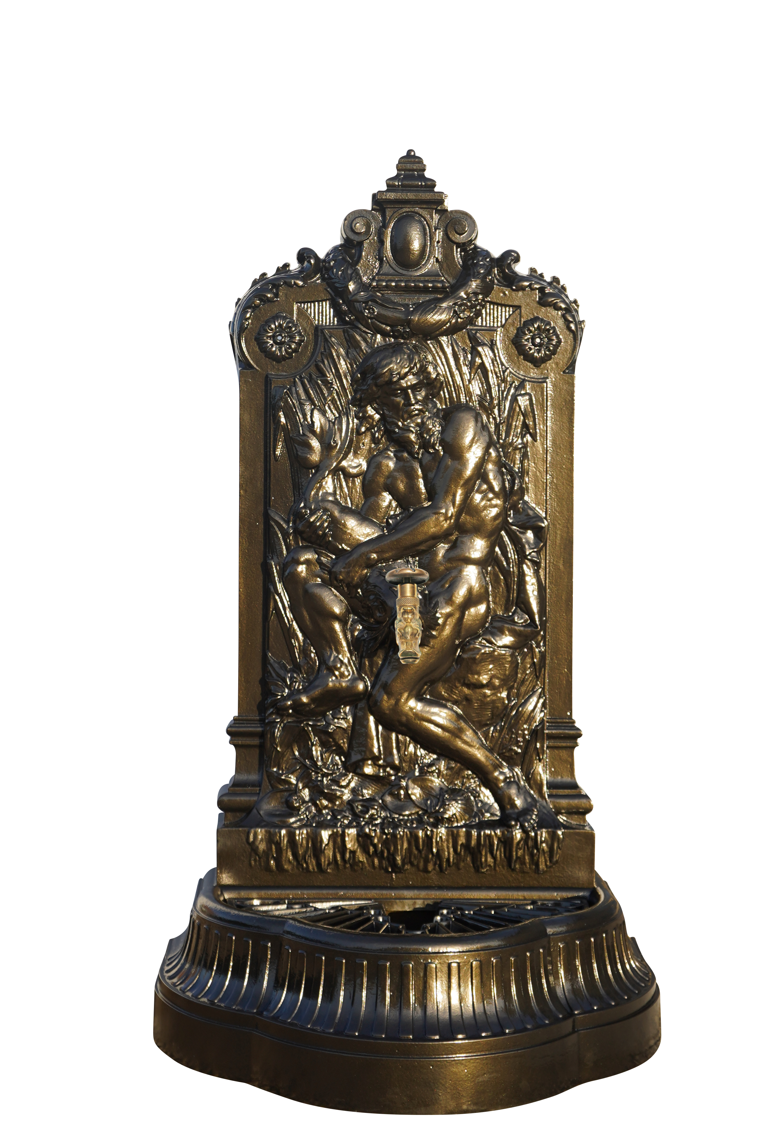 Fontaine Neptune Dommartin vieux bronze avec robinet colvert H.160 - Imagen 1