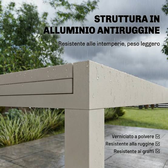 Table de jardin extensible aluminium extérieur 8 places verre crème - ComfortXL Outdoor Living - Image 7