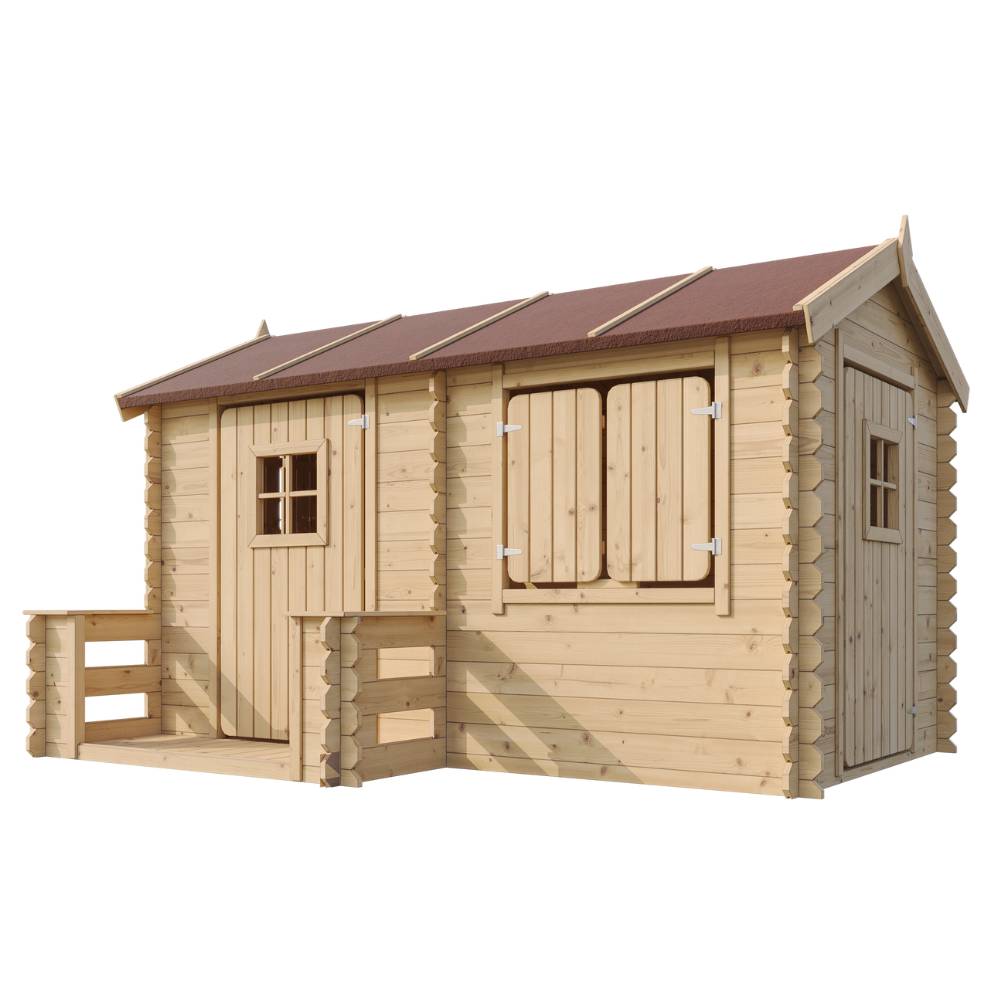 Timbela - Maison en bois pour enfants 146x241xH151 cm / 2.63 m² - Maison jardin enfant exterieur bois - 19 mm d’épaisseur - Timbela M503 - Image 2