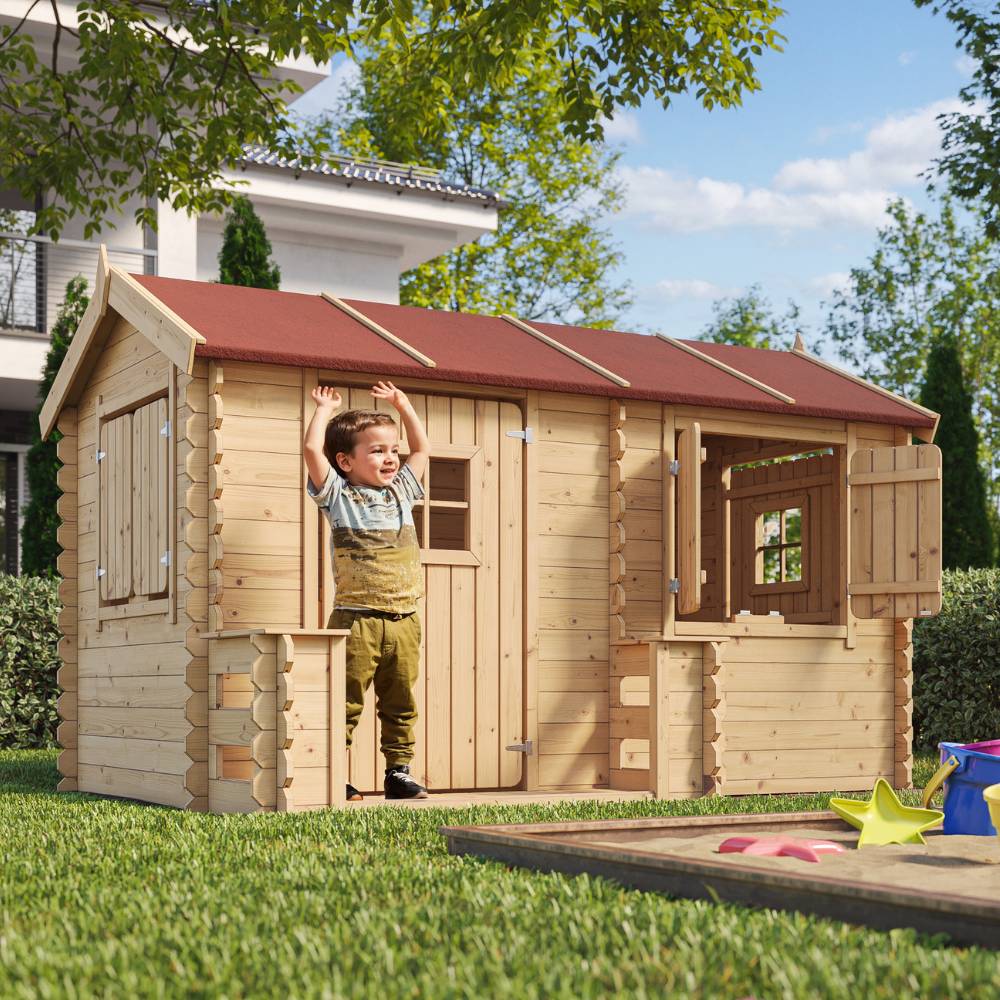 Timbela - Maison en bois pour enfants 146x241xH151 cm / 2.63 m² - Maison jardin enfant exterieur bois - 19 mm d’épaisseur - Timbela M503 - Image 5
