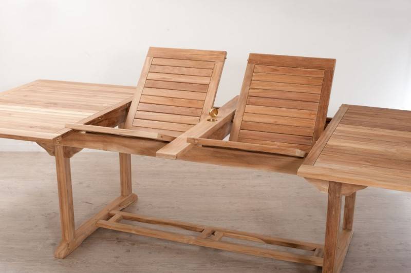 FUN - Table de jardin extensible bois teck 200/300 x 120 cm - Image 3
