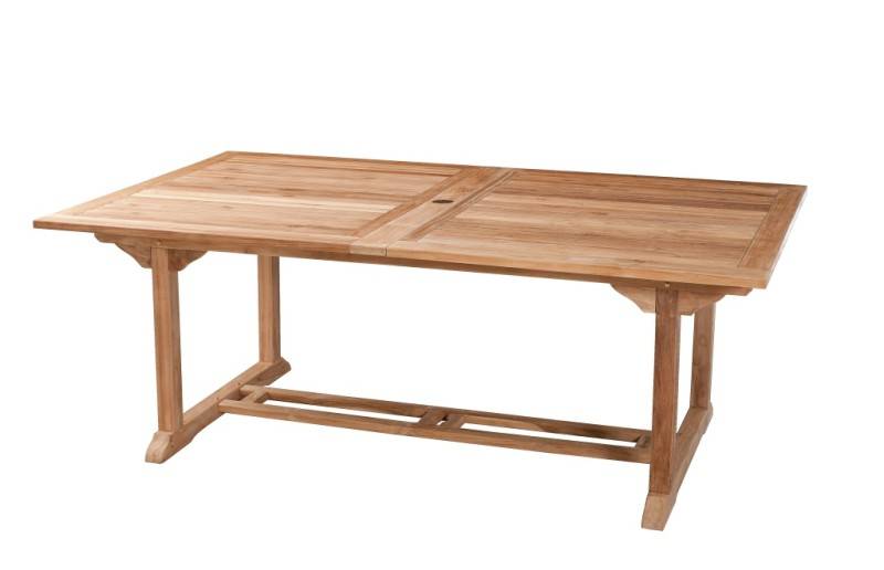 Macabane - FUN - Table de jardin extensible bois teck 200/300 x 120 cm